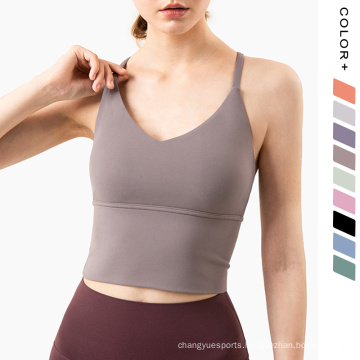 High Impact Yoga Bra Tops Crisscross Quick-Dry Women Camisole Backless Seamless Sports Bras Longline Sports Bra